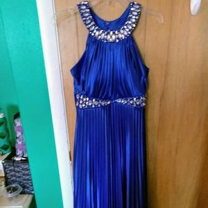 Jeweled, Floor Length, Royal Blue Prom Dress